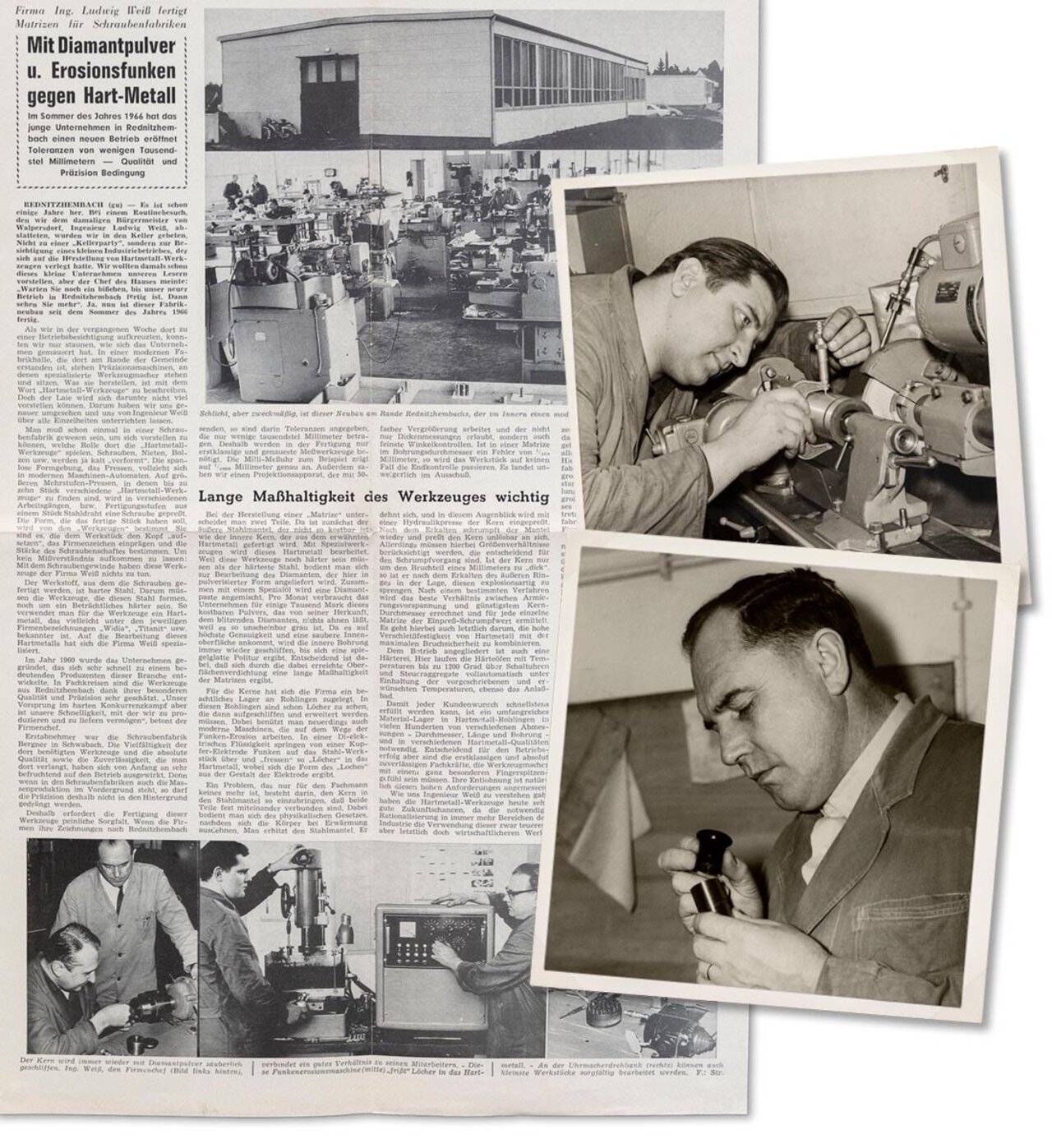 Historische Collage Bilder und Bericht aus den Gründungsjahren